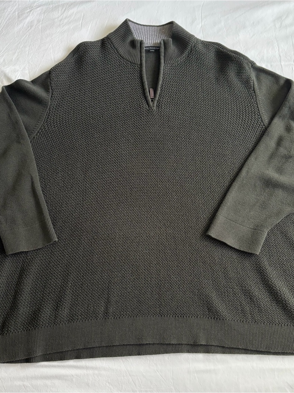 britches olive green men's quarter-zip knit sweater 4xl